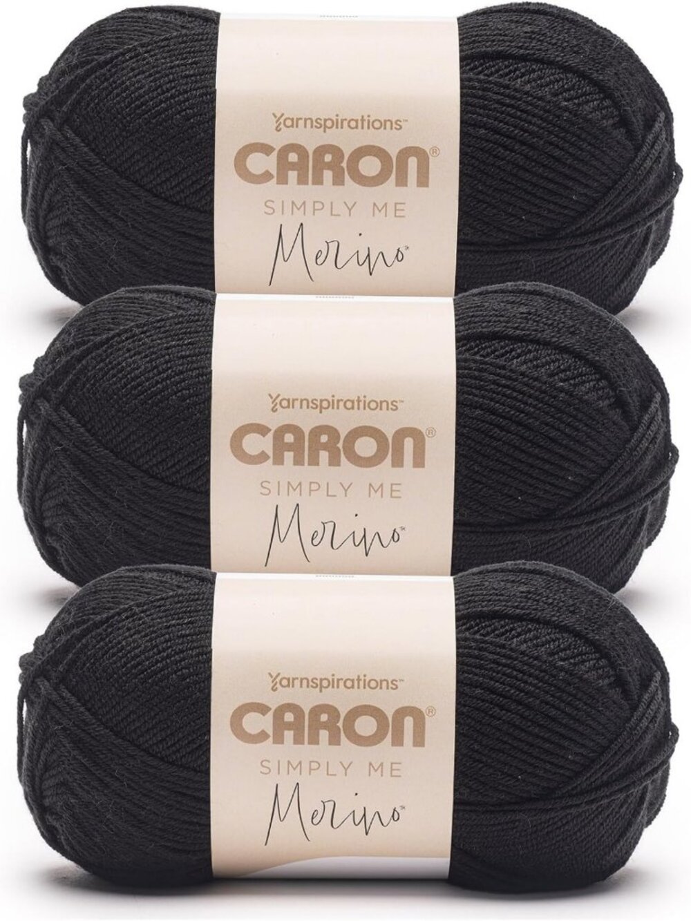 Soft Merino Yarn for Crocheting - Pitch Black, 3-Pack, Perfect for Knitting